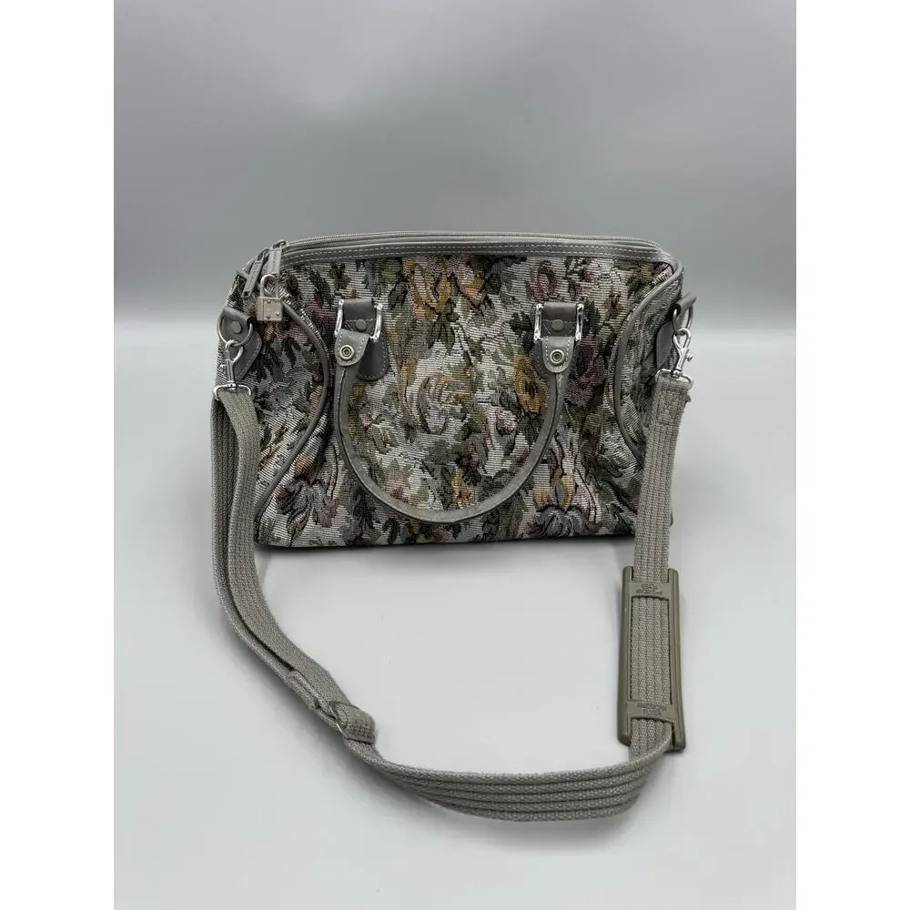 Vintage American Flyer Carry On Bag Purse Floral Tapestry Flowers